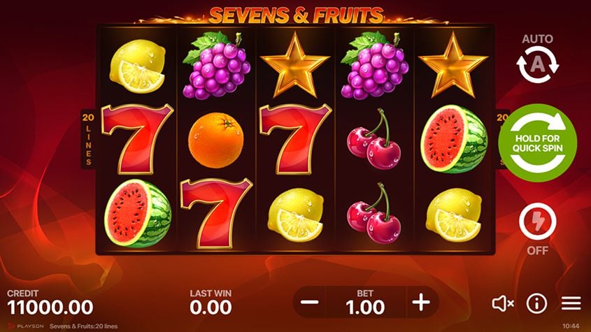 Sevens Fruits: 20 lines